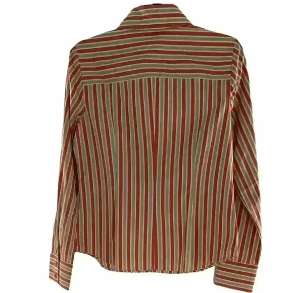 Ann Taylor Loft Button Up Multicolor Striped 100% Cotton Blouse Shirt Top Size 8 - Picture 2 of 5